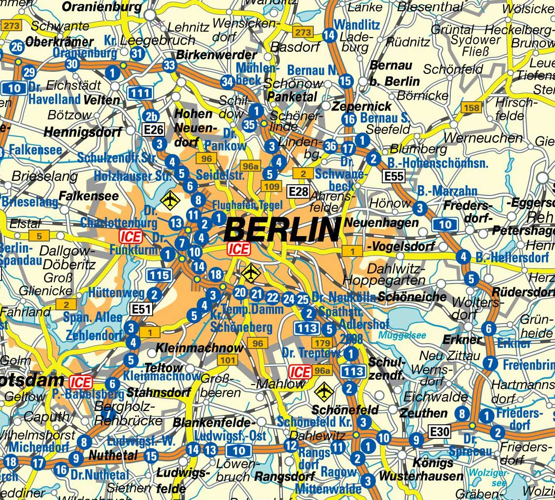 Map of southern Cologne (Köln), Hürth, Brühl, Wesseling and Bonn ...